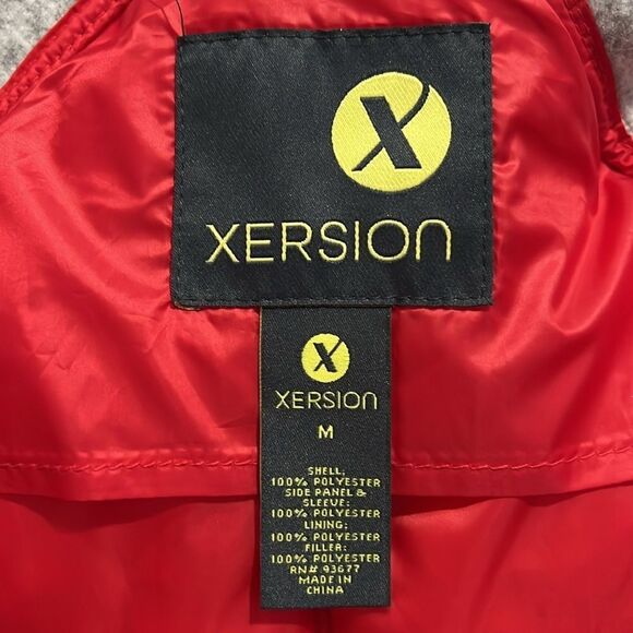 Xersion Red and Gray Mixed Media Puffer Zip Up Jacket Size Medium - Picture 4 of 16
